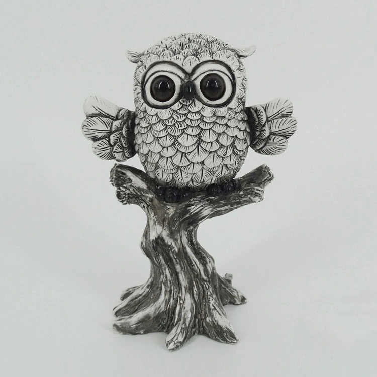 Antique Vintage Ornaments White Resin Owl Figurine for Table Decoration