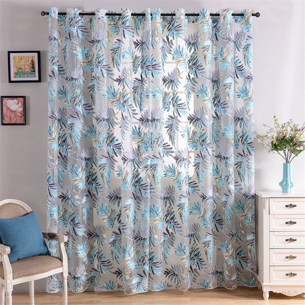 2023hot Selling Modern Floral Butterfly Print Living Room Bedroom Sheer Curtain