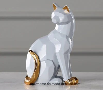 Adorável estatueta de escultura de gato sentado em resina com design personalizado para atacado