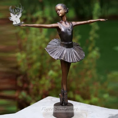 Escultura de bailarina de bronze fundido fino moderno esculpido em metal para decoração de paisagem