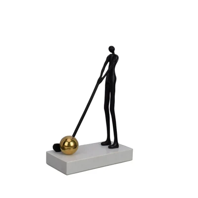 Escultura em mármore de figura de metal criativa para decoração de casa